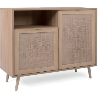 Meuble de rangement 2 portes 1 niche - trompe l'oeil cannage - Décor