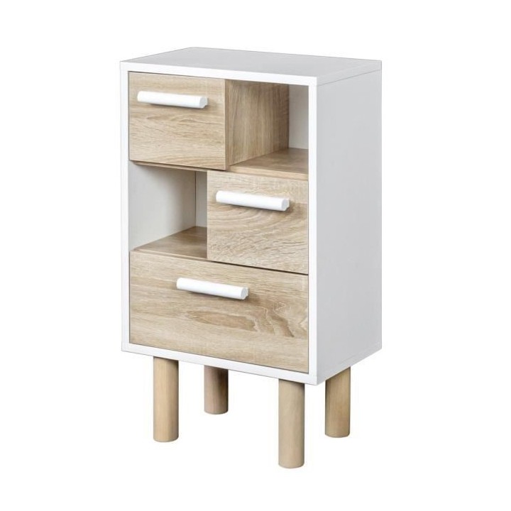Rangement avec 2 portes - Pieds bois de pin blanc - LILA