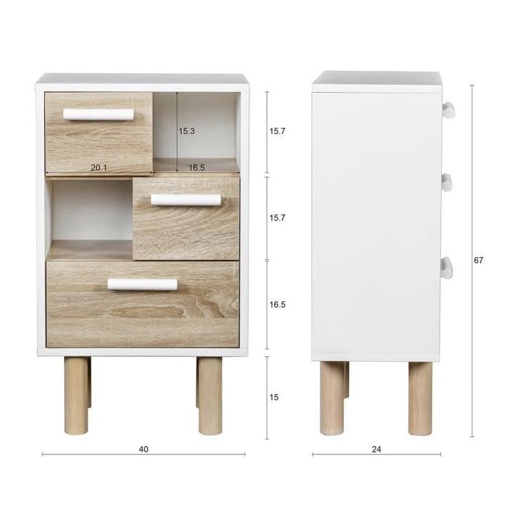 Rangement avec 2 portes - Pieds bois de pin blanc - LILA