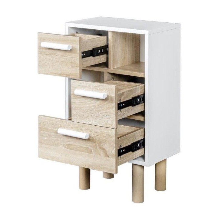 Rangement avec 2 portes - Pieds bois de pin blanc - LILA