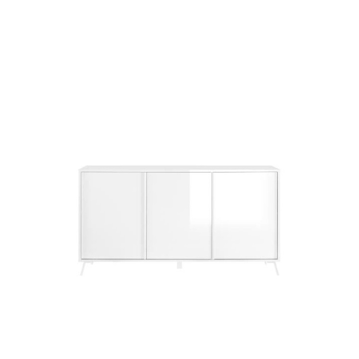 Buffet CITIZEN - Décor Blanc laqué brillant - 3 Portes - L 156 x P 4