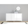 Buffet CITIZEN - Décor Blanc laqué brillant - 3 Portes - L 156 x P 40 x H 84 cm