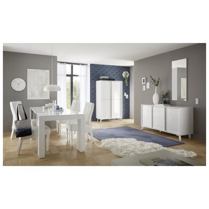 Buffet CITIZEN - Décor Blanc laqué brillant - 3 Portes - L 156 x P 4