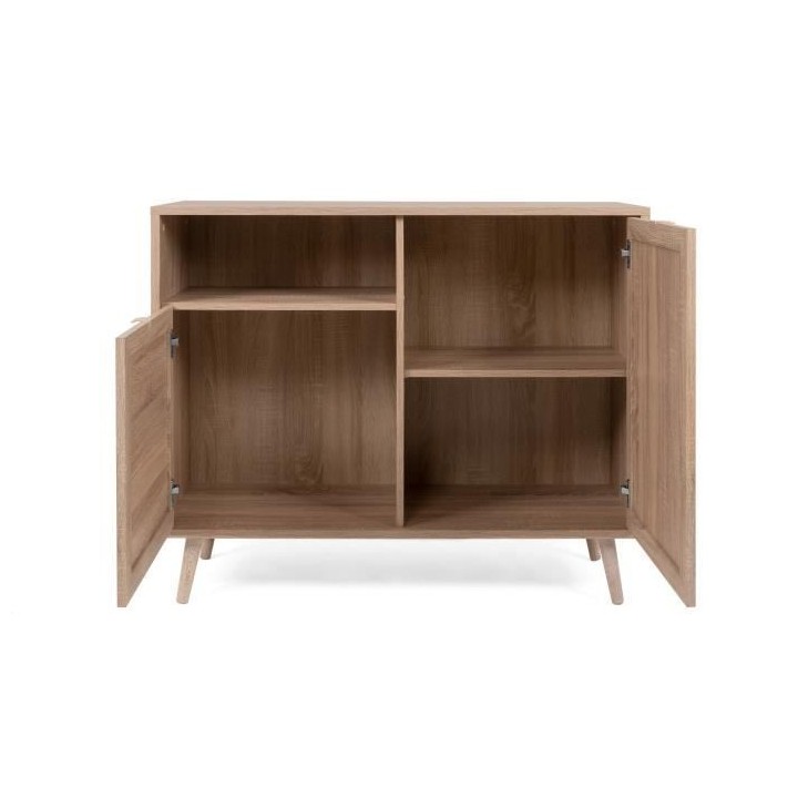 Meuble de rangement 2 portes 1 niche - trompe l'oeil cannage - Décor