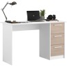 Bureau ESSENTIEL PARISOT 3 tiroirs - Décor chene et blanc - L 121,2 x P 55 x H 74,5 cm - Fabriqué en France