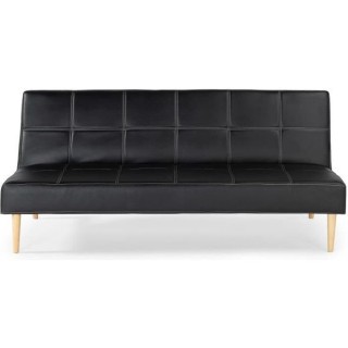 Banquette convertible Clic-clac 3 places - Simili Noir - Pieds bois na