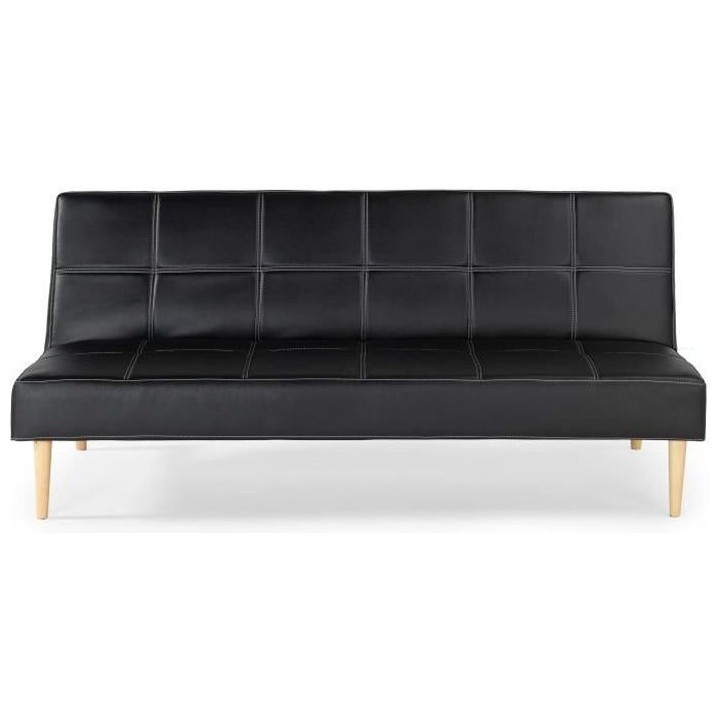 Banquette convertible Clic-clac 3 places - Simili Noir - Pieds bois na
