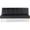 Banquette convertible Clic-clac 3 places - Simili Noir - Pieds bois naturel - L 178 x P 89 x H 78 cm - JENNY