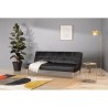 Banquette convertible Clic-clac 3 places - Simili Noir - Pieds bois naturel - L 178 x P 89 x H 78 cm - JENNY