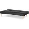 Banquette convertible Clic-clac 3 places - Simili Noir - Pieds bois naturel - L 178 x P 89 x H 78 cm - JENNY