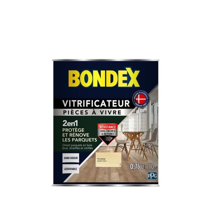 BONDEX Vitrificateur Satin pour Proteger et Rénover les Parquets et E