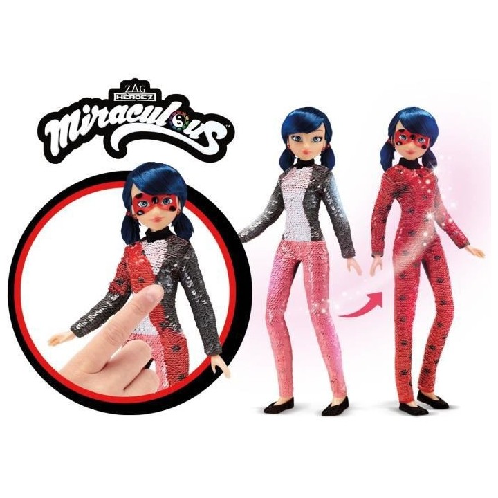 Miraculous Ladybug - Poupée a sequin - Marinette - 26 cm - BANDAI