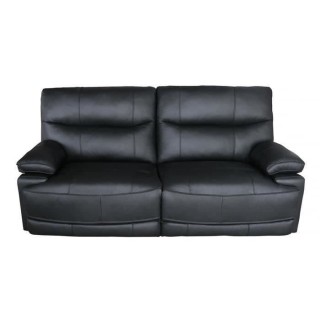 Canapé relax électrique 3 places - BALLINA - Cuir de buffle - Noir -