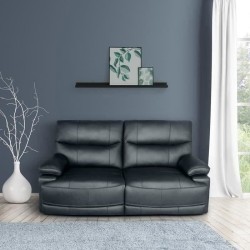 Canapé relax électrique 3 places - BALLINA - Cuir de buffle - Noir - L 208 x P 98 x H 103 cm