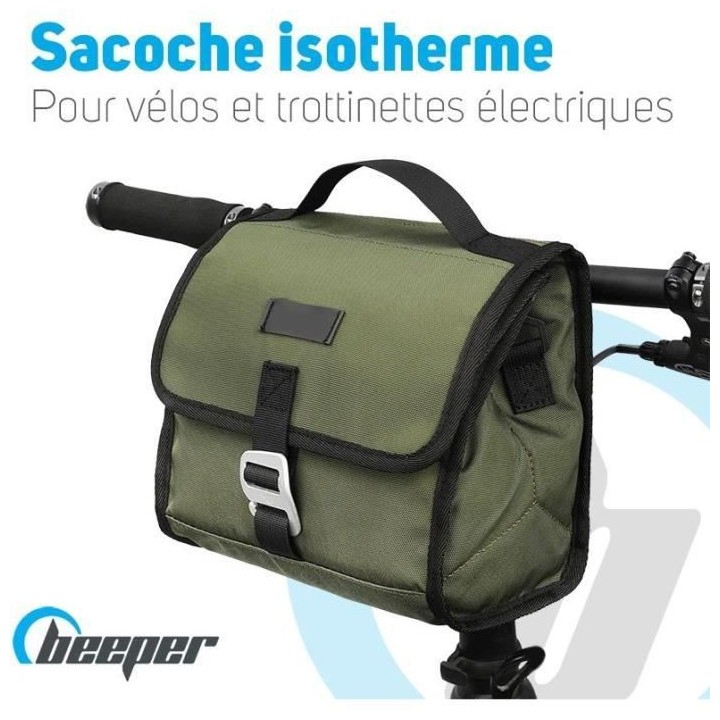 Sacoche trottinette et vélo isotherme - BEEPER - Vert olive