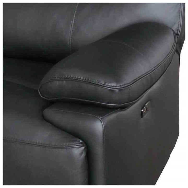 Canapé relax électrique 3 places - BALLINA - Cuir de buffle - Noir -