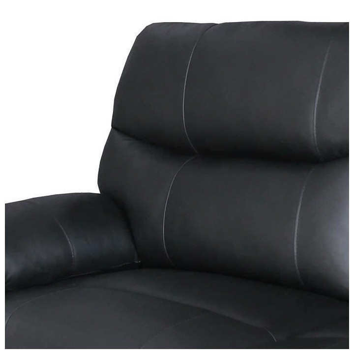 Canapé relax électrique 3 places - BALLINA - Cuir de buffle - Noir -