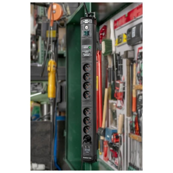 Multiprise PREMIUM LINE BRENNENSTUHL 3m - 8 prises + 1 Port USB - Fabr