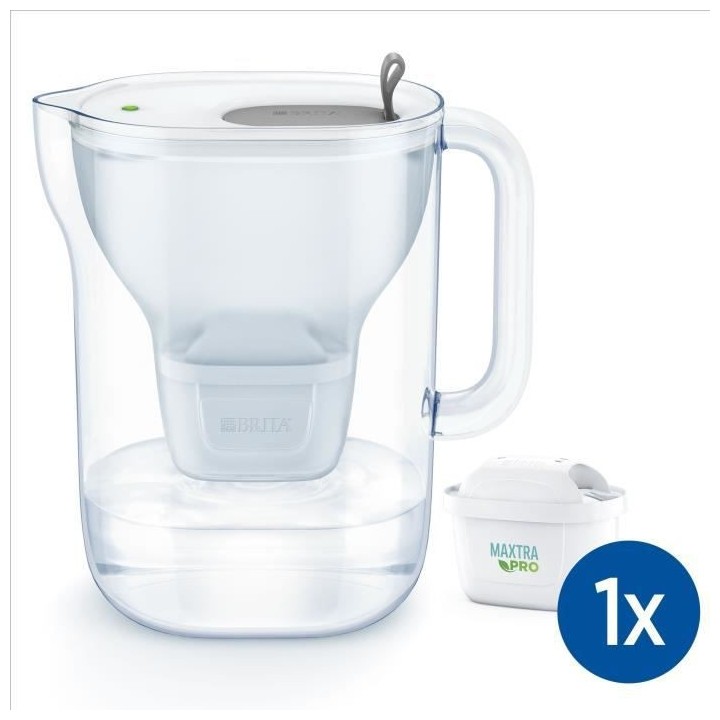 BRITA Carafe filtrante Style XL grise (3,6L) inclus 1 cartouche filtra