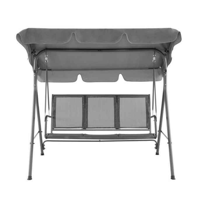 Balancelle avec structure en acier - 3 places - Victoria - Gris Anthra