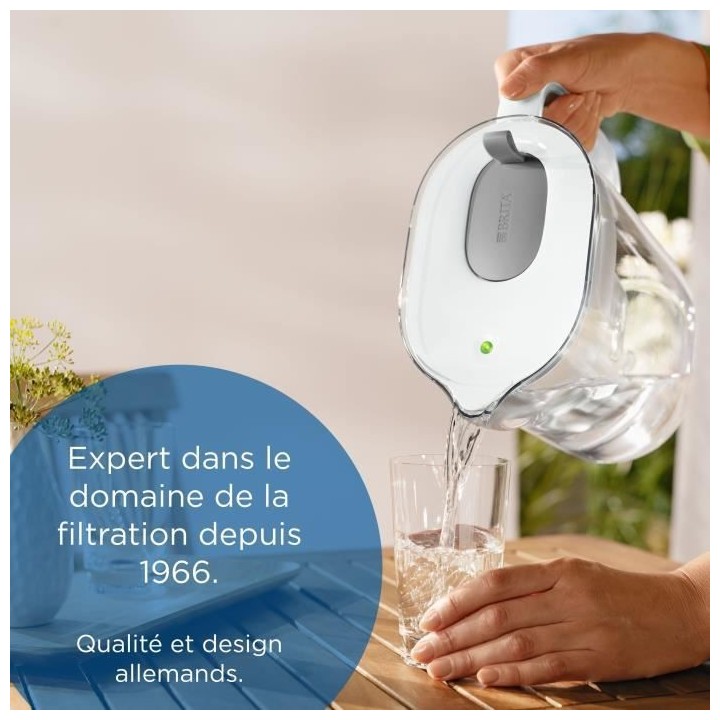 BRITA Carafe filtrante Style XL grise (3,6L) inclus 1 cartouche filtra