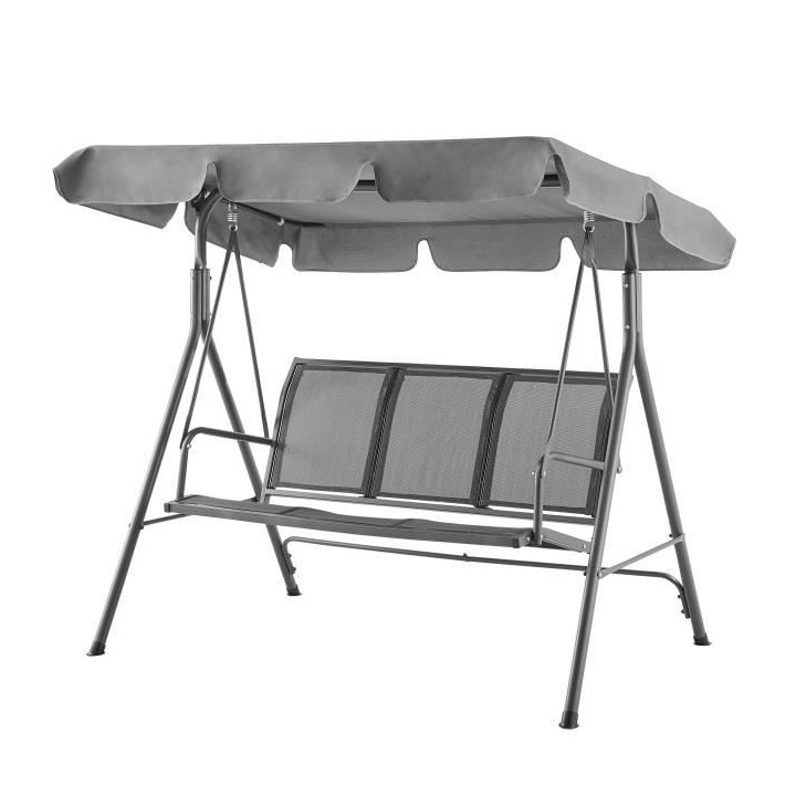 Balancelle avec structure en acier - 3 places - Victoria - Gris Anthra