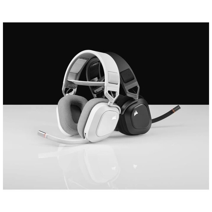 Casque gaming - CORSAIR HS80 Wireless - Blanc - Microphone omnidirecti