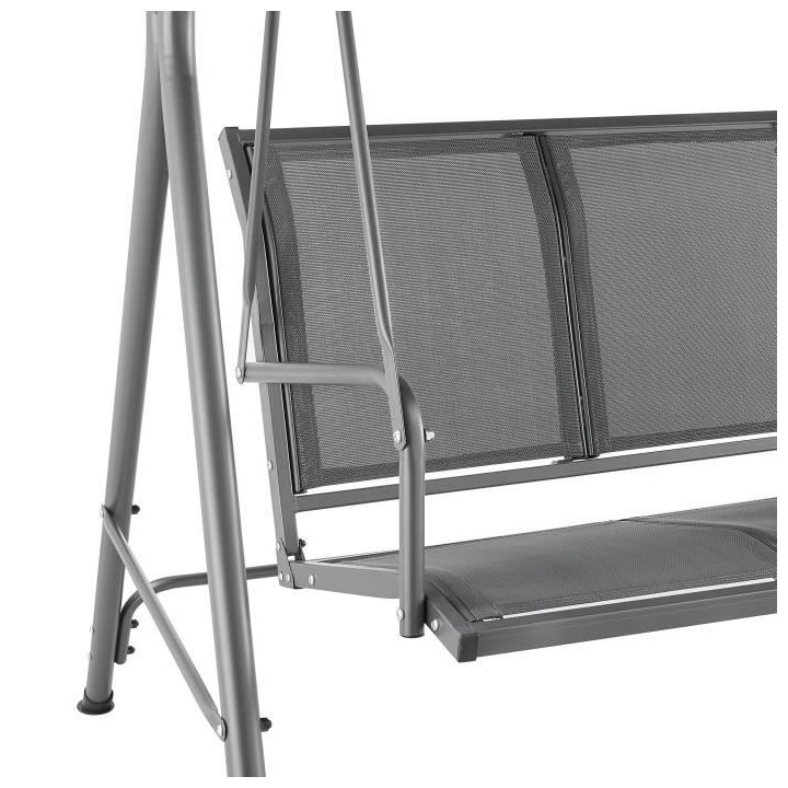 Balancelle avec structure en acier - 3 places - Victoria - Gris Anthra