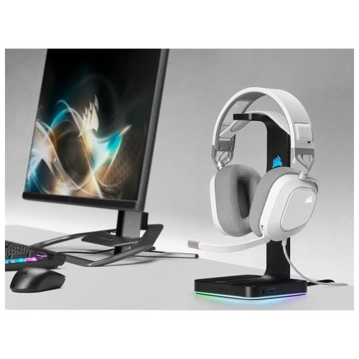 CORSAIR Casque gaming premium HS80 RGB USB - Blanc (CA-9011238-EU)