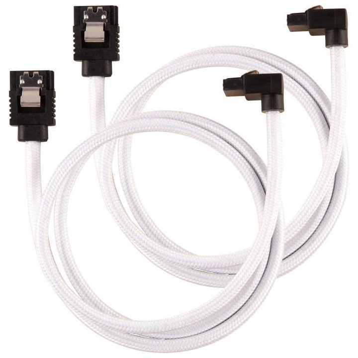CORSAIR Câble gainé Premium SATA 6Gbps Blanc 60cm 90° - (CC-8900283