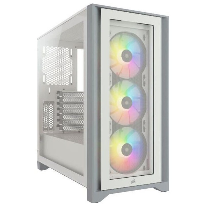 CORSAIR Boîtier PC iCUE 4000X RGB - Moyen Tour - Verre trempé - Blan