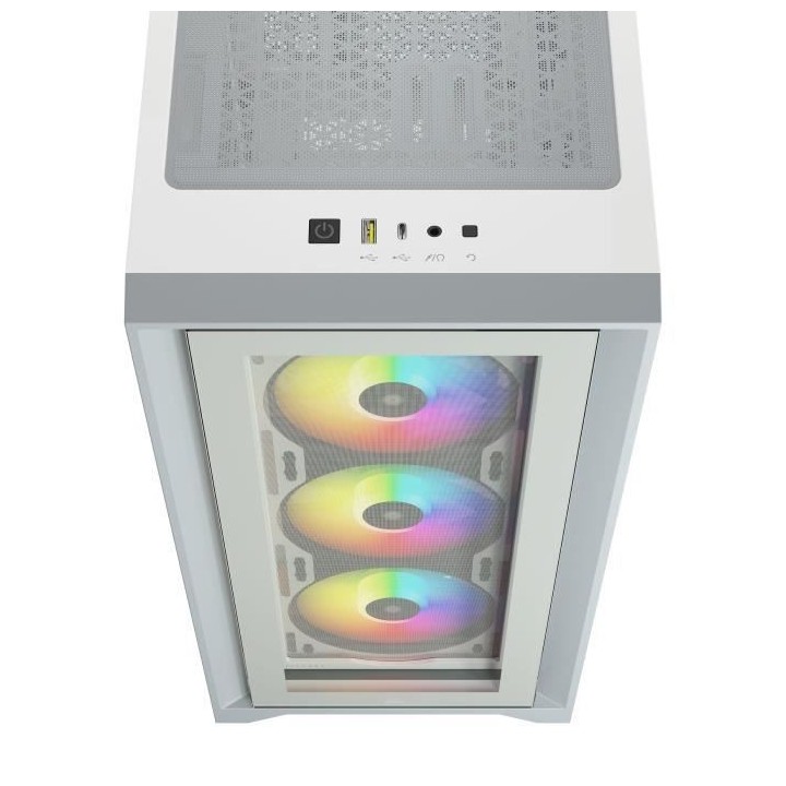CORSAIR Boîtier PC iCUE 4000X RGB - Moyen Tour - Verre trempé - Blan
