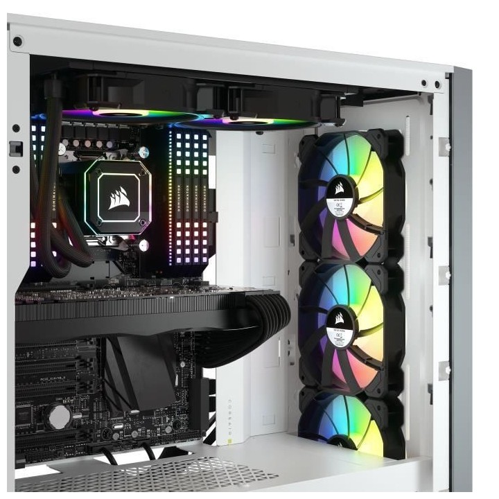 CORSAIR Boîtier PC iCUE 4000X RGB - Moyen Tour - Verre trempé - Blan