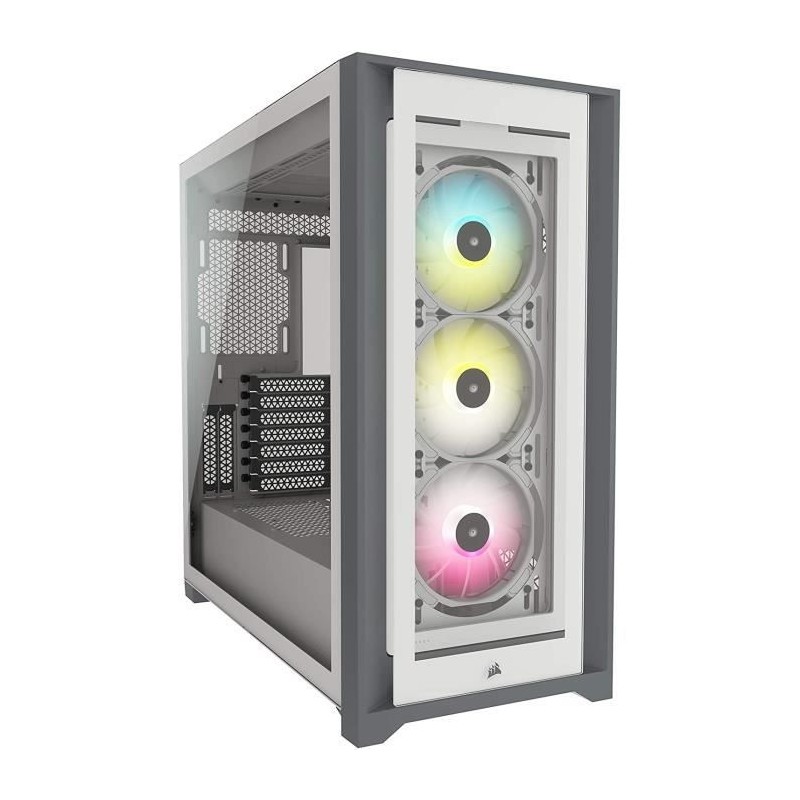 CORSAIR Boîtier PC iCUE 5000X RGB - Verre Trempé Moyen-Tour ATX - Blanc (CC-9011213-WW)