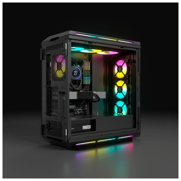 CORSAIR Boîtier PC iCUE 5000T RGB ATX moyen-tour - Noir (CC-9011230-W