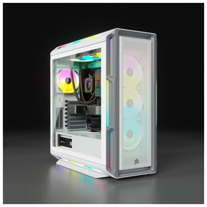 CORSAIR Boîtier PC iCUE 5000T RGB ATX moyen-tour - Blanc (CC-9011231-