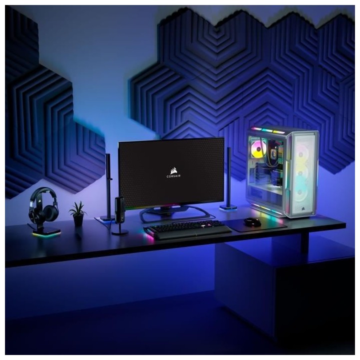 CORSAIR Boîtier PC iCUE 5000T RGB ATX moyen-tour - Blanc (CC-9011231-