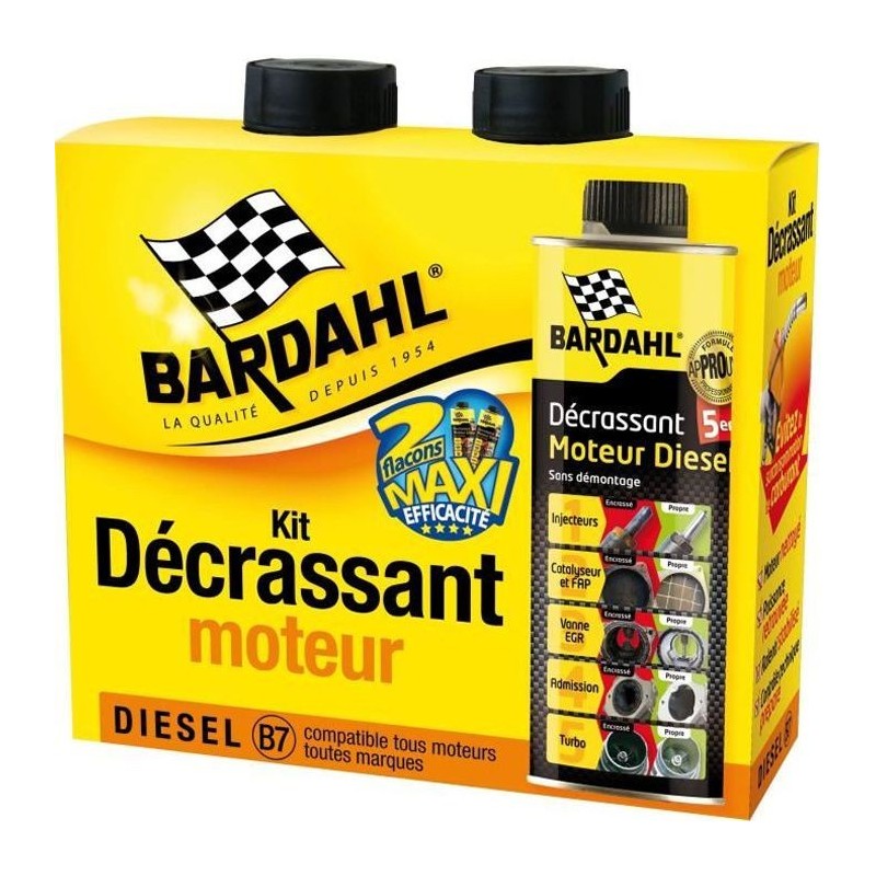 BARDAHL Pack Décrassant moteur Diesel 5 en 1 Décrasse sans démontage : le turbo, la vanne EGR, le filtre a particules,les inj