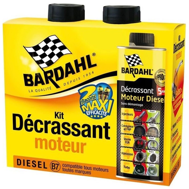 BARDAHL Pack Décrassant moteur Diesel 5 en 1 Décrasse sans démontag