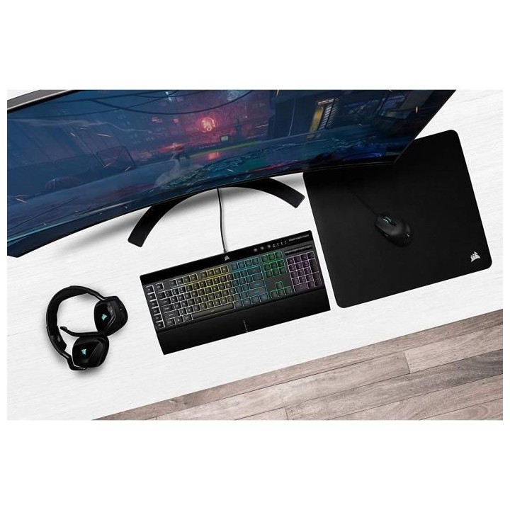 Clavier Gamer - AZERTY - CORSAIR - K55 RGB Pro - Numérique - Dôme en