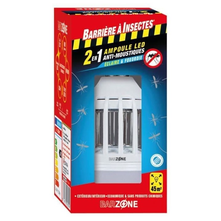 BARZONE Ampoule LED anti-moustiques 2 en 1 - Étui 1 ampoule