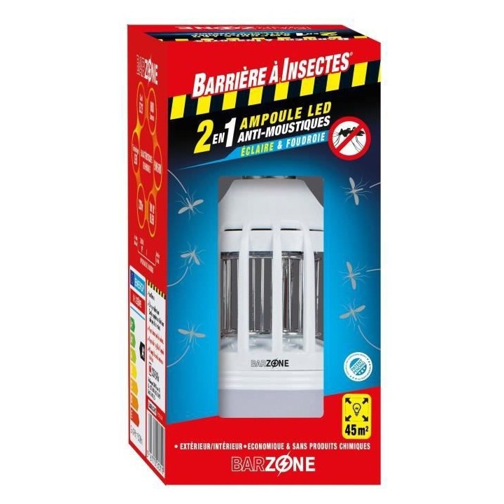 BARZONE Ampoule LED anti-moustiques 2 en 1 - Étui 1 ampoule
