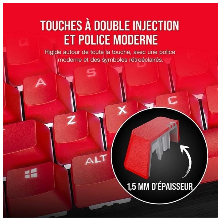 CORSAIR Kit de Modification de Touches PBT Double-Shot PRO - Rouge (CH