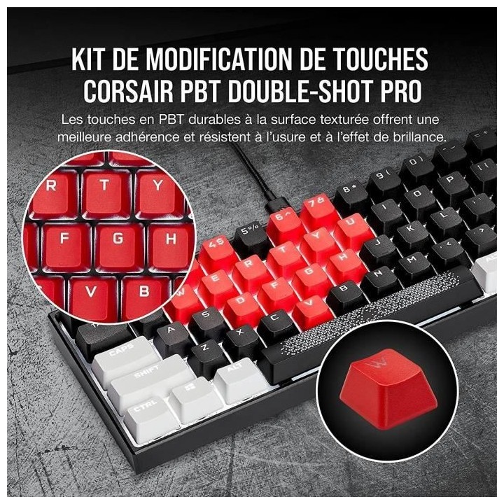 CORSAIR Kit de Modification de Touches PBT Double-Shot PRO - Rouge (CH