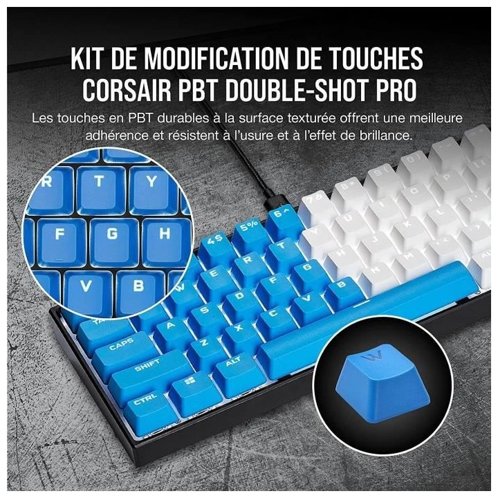 CORSAIR Kit de Modification de Touches PBT Double-Shot PRO - Bleu (CH-