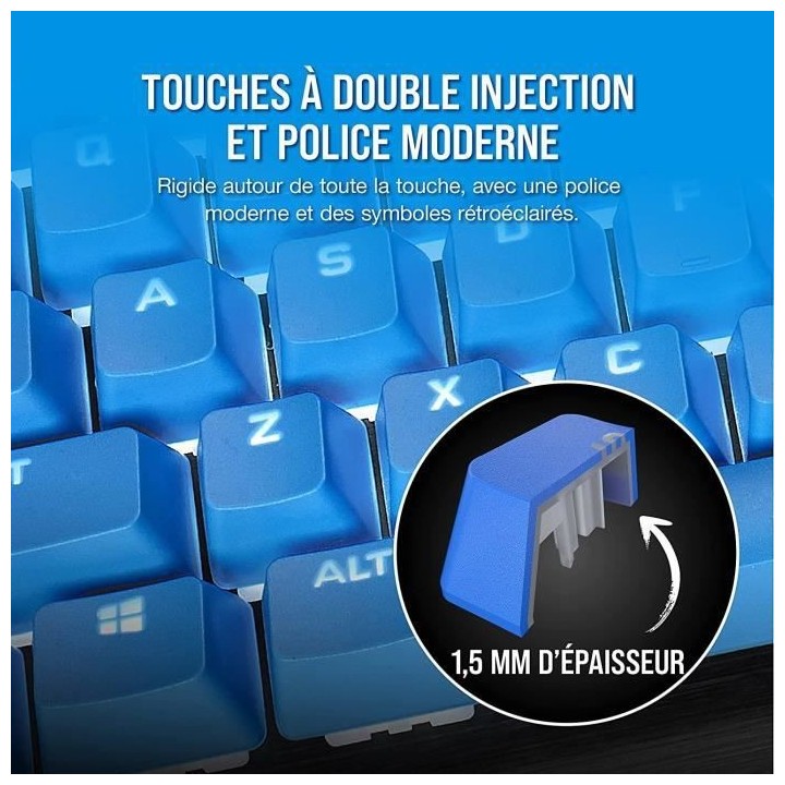 CORSAIR Kit de Modification de Touches PBT Double-Shot PRO - Bleu (CH-