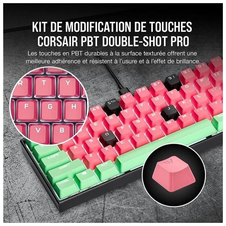 CORSAIR Kit de Modification de Touches PBT Double-Shot PRO - Rose (CH-