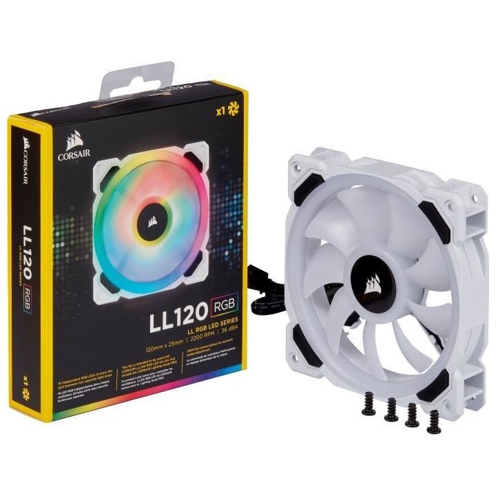 CORSAIR Ventilateur LL120 Pro LED RGB 120mm Blanc - (CO-9050091-WW)
