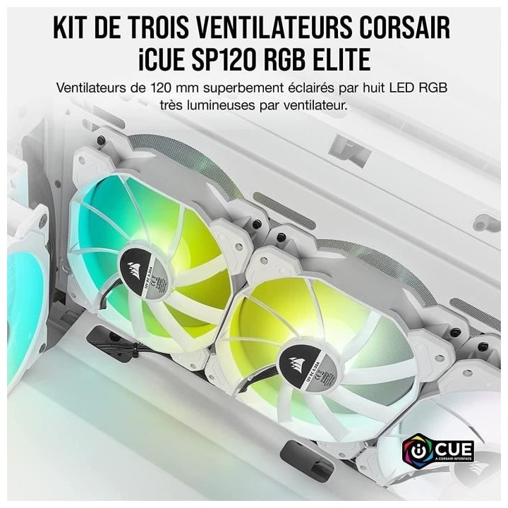 CORSAIR Ventilateur SP Series - White SP120 RGB ELITE - 120mm RGB LED