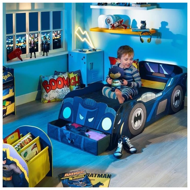 Batman Batmobile - Lit lumineux pour enfants avec rangement, pour mate